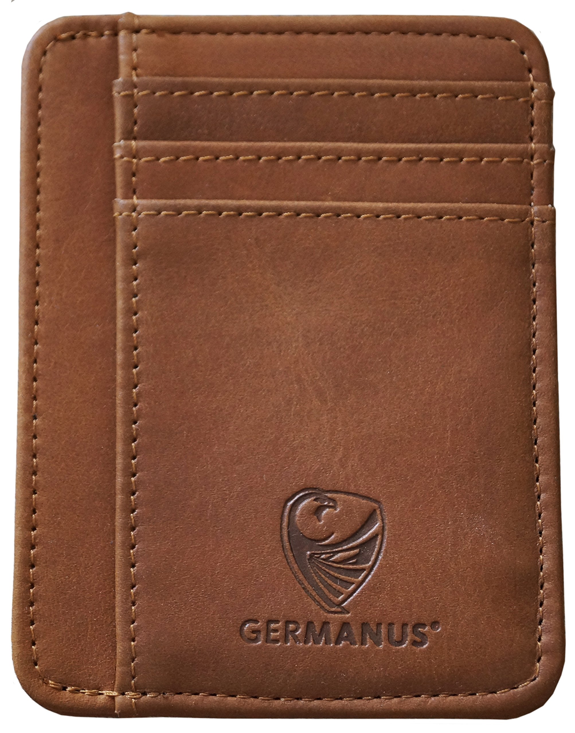 GERMANUS Credit Card Wallet Case Handmade from Genuine Leather (Brown)