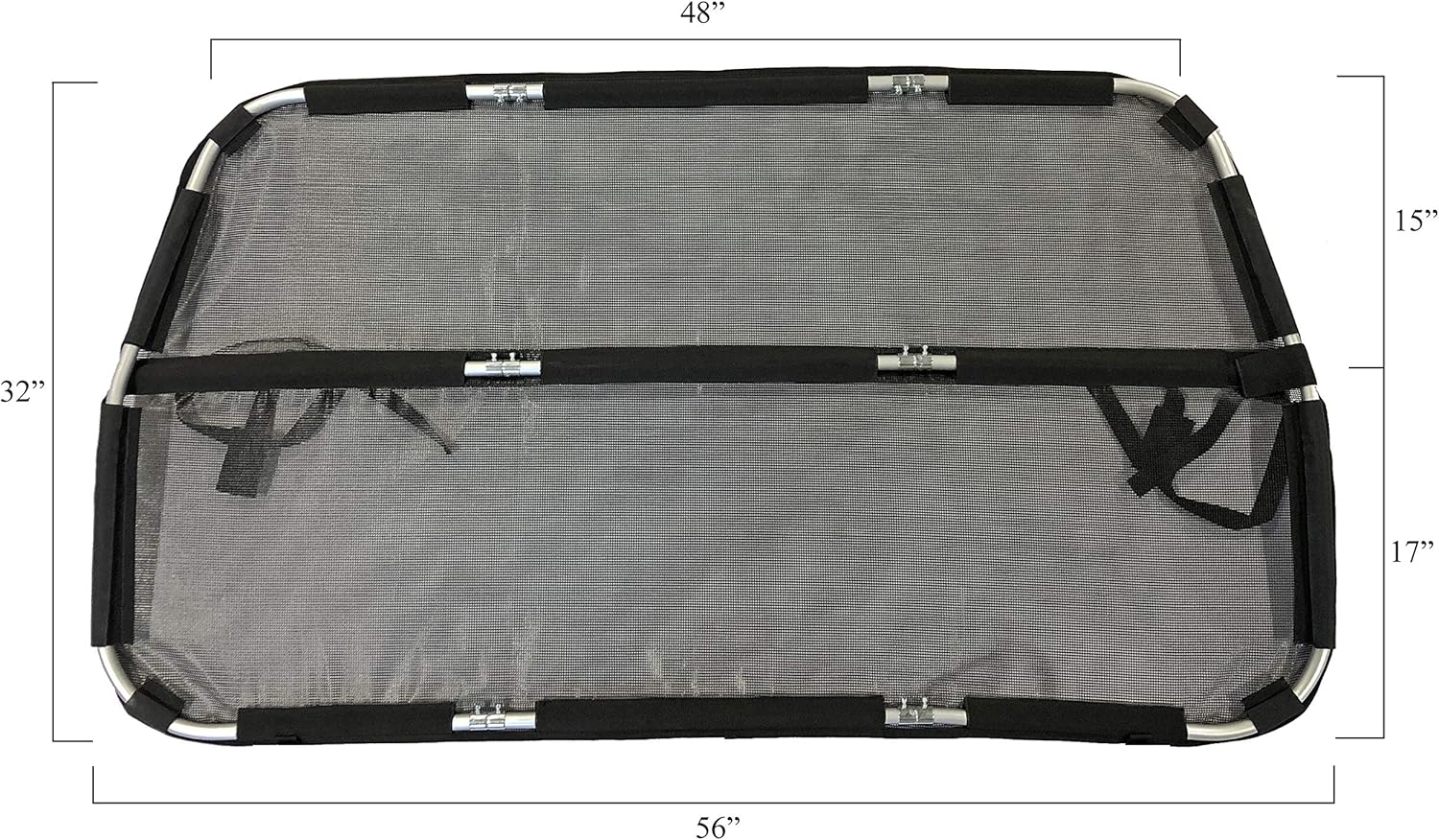 Bushwhacker - Deluxe Dog Barrier 56" Wide - Ideal for Trucks, Large SUVs, Full Sized Sedans - Pet Restraint Car Backseat Divider Vehicle Gate Cargo Area Travel Trunk Mesh Net Screen Barricade : Automotive Pet Barriers : Pet Supplies