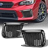 ECOTRIC Fog Lamp Light Bezel Trim Cover Compatible with 18-21 Subaru WRX STI Replacement for 57731VA410 57731VA400 W/LED White DRL & Amber Turn Signal