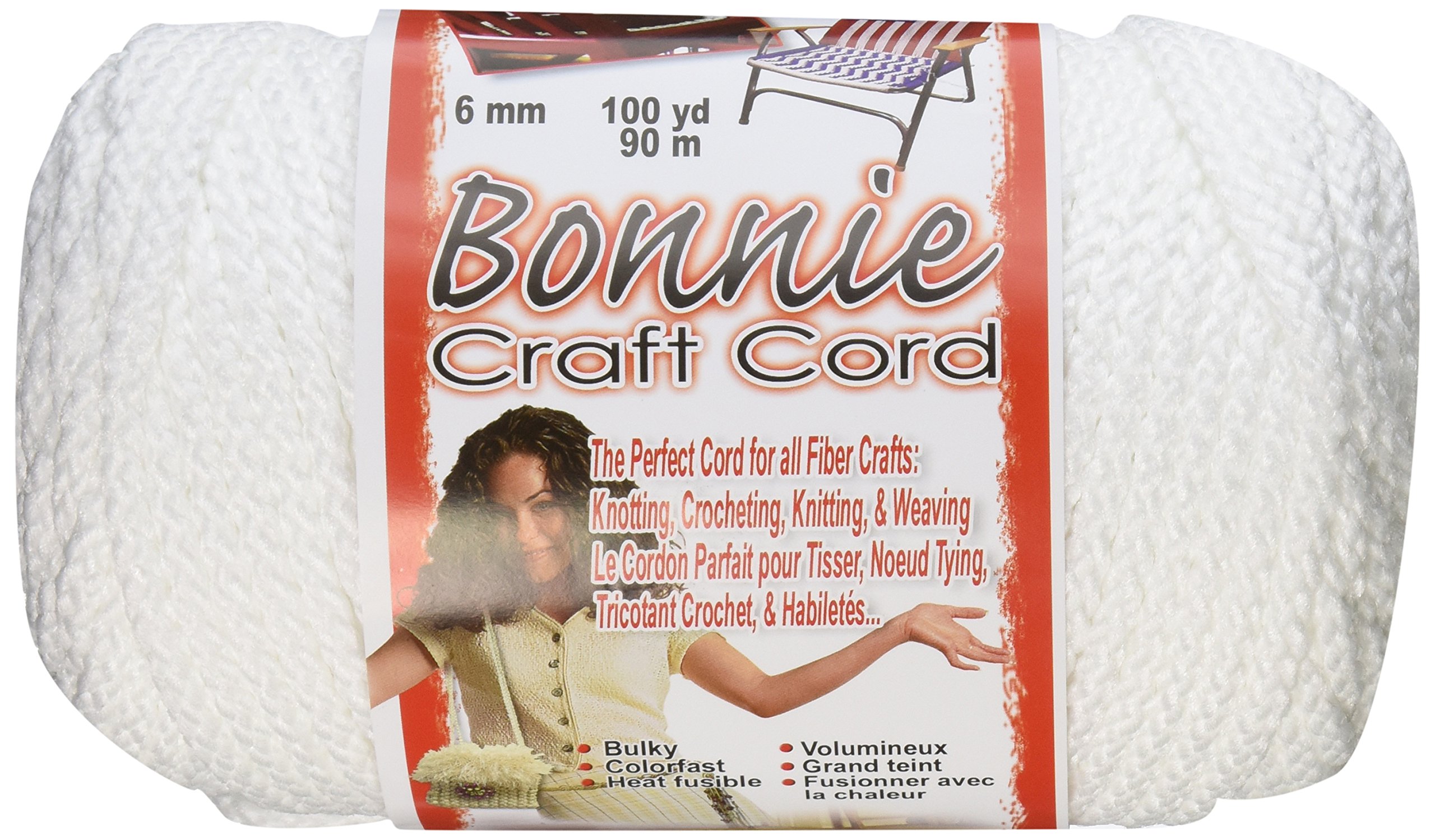 Pepperell Bonnie Macrame Craft Cord 6 mmx 100 yard-White, Polyolefin, 1-Pack