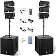 PRORECK Club 8000 18-inch 8000W P.M.P.O Stereo DJ/Powered PA Speaker System Combo Set 6 Line Array Speakers and Two 18 inch Subwoofers with Bluetooth/USB Drive Read/SD Card/Remote Control