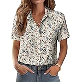 Zeagoo Womens Button Down Shirt Bust Pocket Short Sleeve Blouses Business Casual Work Tops Summer Outfits