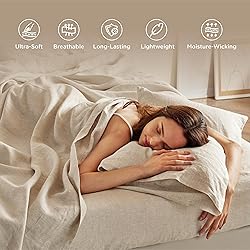 Bedsure Linen Sheets - King Size Sheets, Blend from