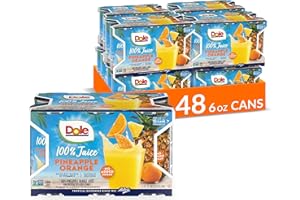 Dole 100% Pineapple Orange Juice, No Added Sugar, Excellent Source of Vitamin C, 100% Fruit Juice, 6 Fl Oz (Pack of 6), 48 Total Cans, Packaging May Vary