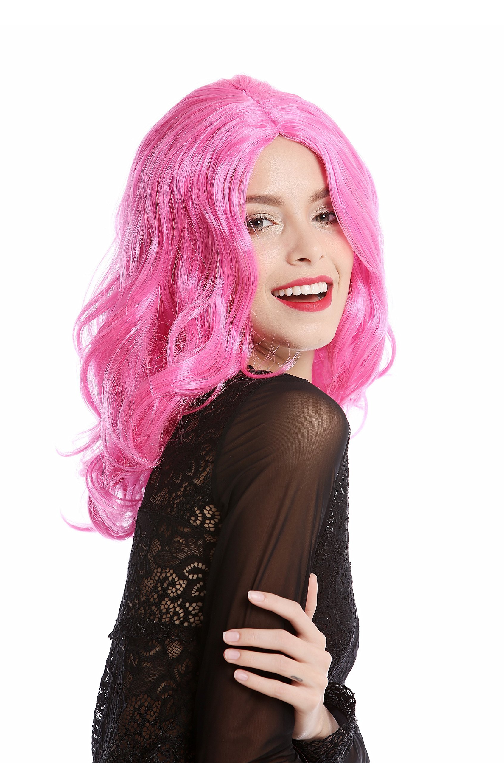 WIG ME UP - 90831-ZAC5B Wig Ladies Women Halloween Carnival Cosplay pink middle parting shoulder length wavy โ image 1
