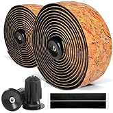 CLUTUTJL Road Bike Cork Handlebar Tapes, Brown Bicycle Bar Tape with High Stain Resistance, Shock Absorbing EVA Bike Grip Tapes for Handlebar (Set of 2, Cork)