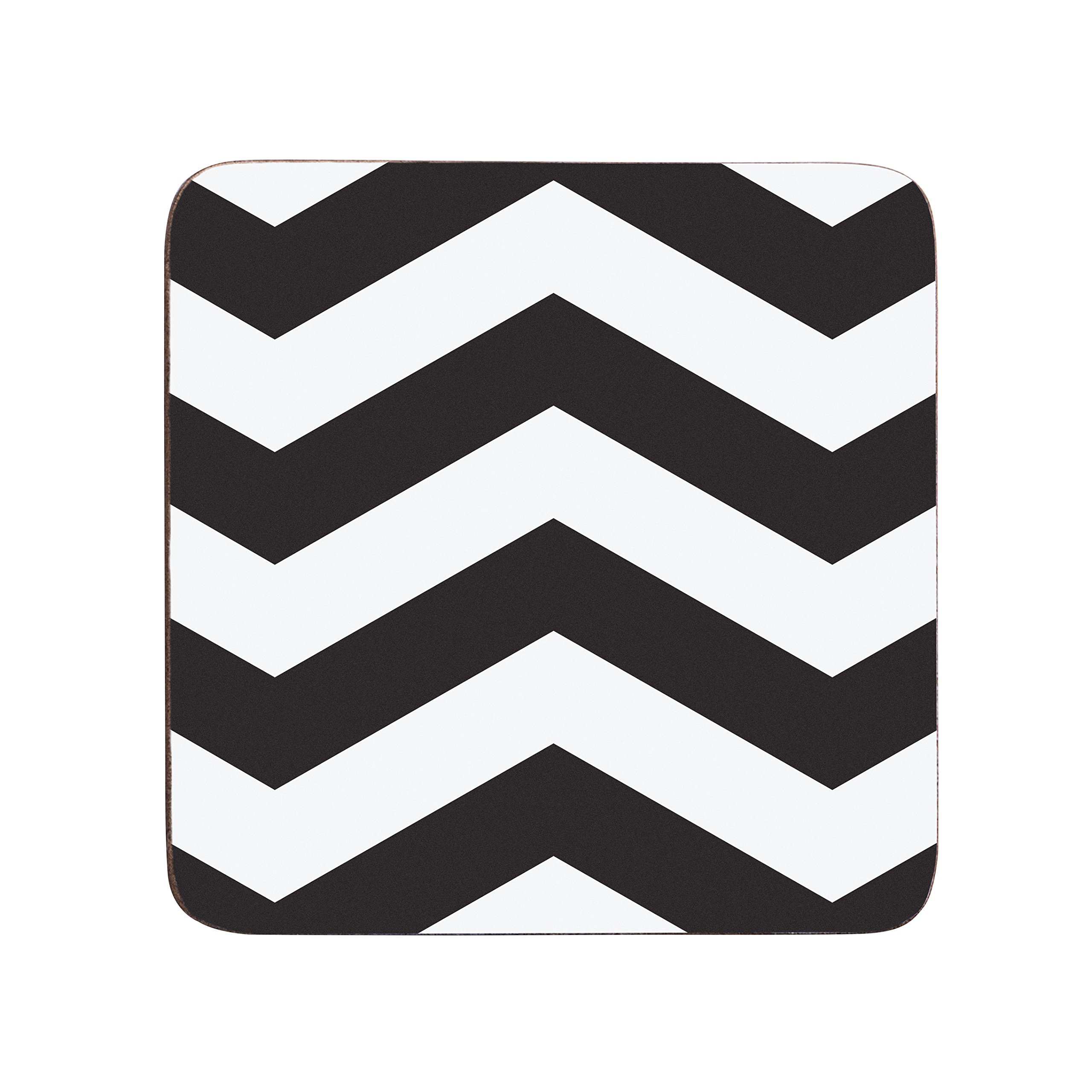 Premier Housewares 1203623 Chevron Coasters - Set of 4, Black/White, H2 x W10 x D10cm