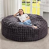 Hobestluk Bean Bag Chairs Beanbag Chair with Filler Adult Bean Bags with Fluffy & Machine Washable Cover, Giant Bean Bag Chairs for Aduts (Dark Grey, 5FT-50" x 50" x 24")