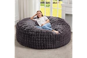 Hobestluk Bean Bag Chairs 5ft Beanbag Chair with Filler Adult Bean Bags with Fluffy & Machine Washable Cover, Giant Bean Bag Chairs for Adults (Dark Grey, 5FT-50" x 50" x 24")