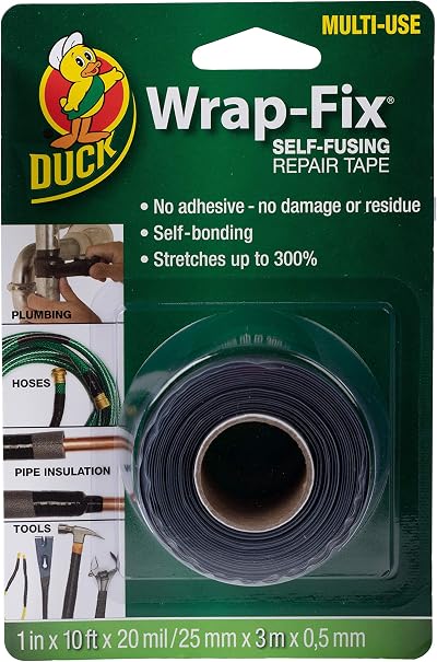Duck Tape Wrap-Fix Self Fusing Repair Tape 25mm x 3m Black