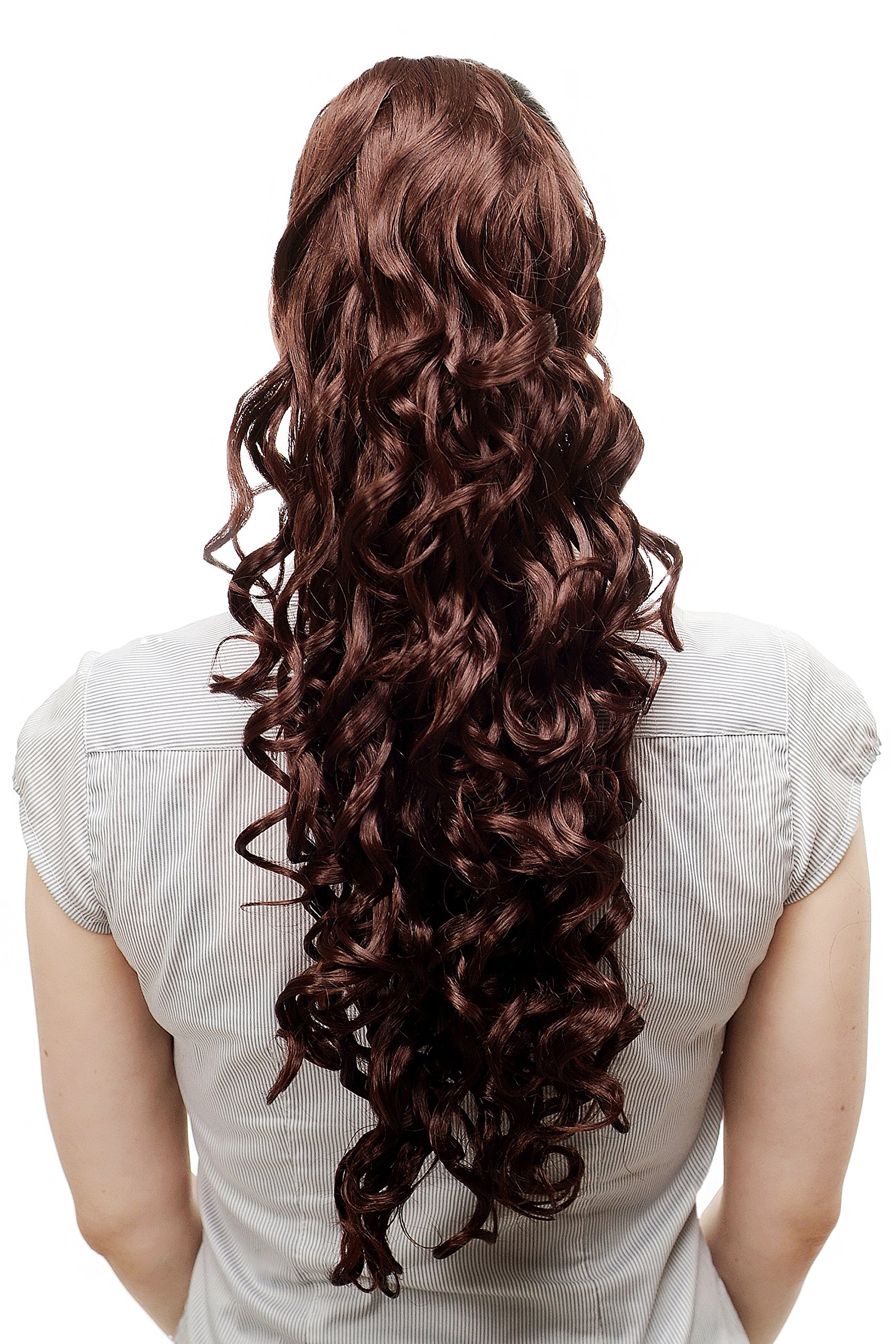 WIG ME UP - N310-33 Hairpiece ponytail extension very long massive volume voluminous curly amazing curls kinks dark auburn red brown 23inch