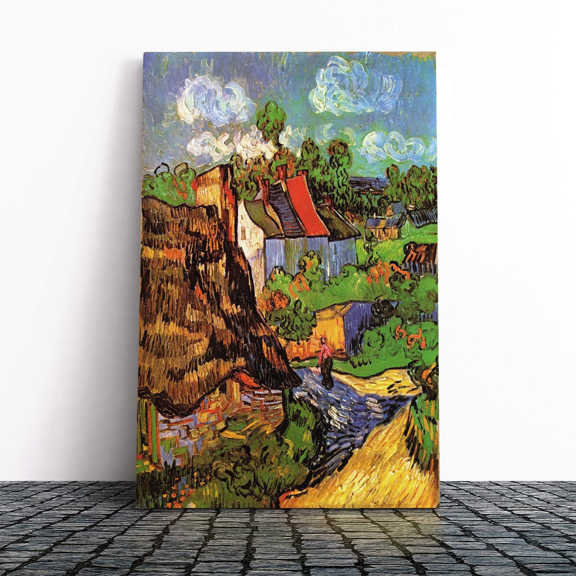 Vincent Van Gogh Houses Auvers Canvas Print | Gallery Wrapped 30mm Frame Wall Art | 20x14 inches | Ready to Hang | Modern Picture | Living Room Bedroom Lounge Office