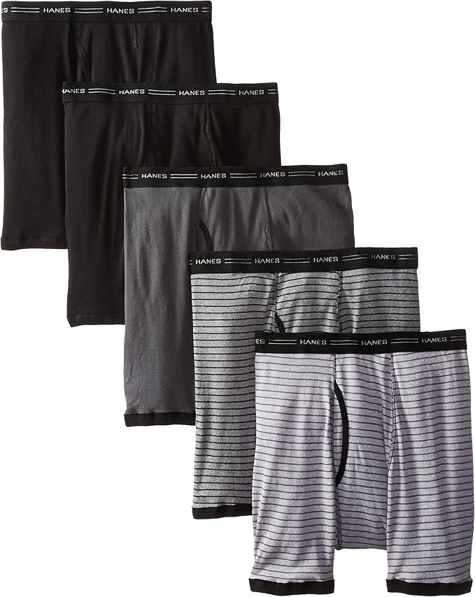 Hanes Men's 5Pack SportsInspired Stripe Ringer Boxer Brief at Amazon