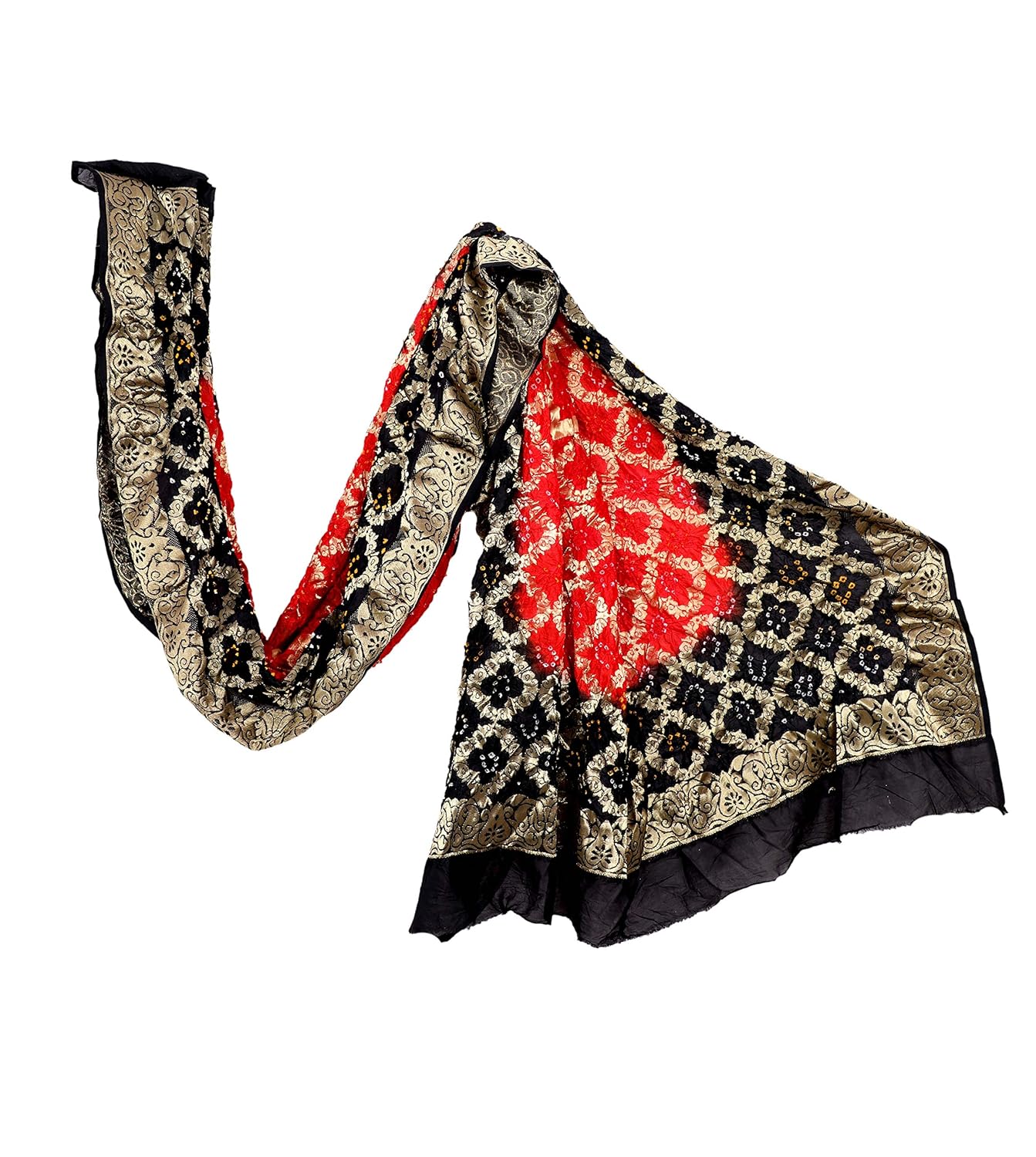 women's weaving bandhani banarasi silk dupatta with zari work
