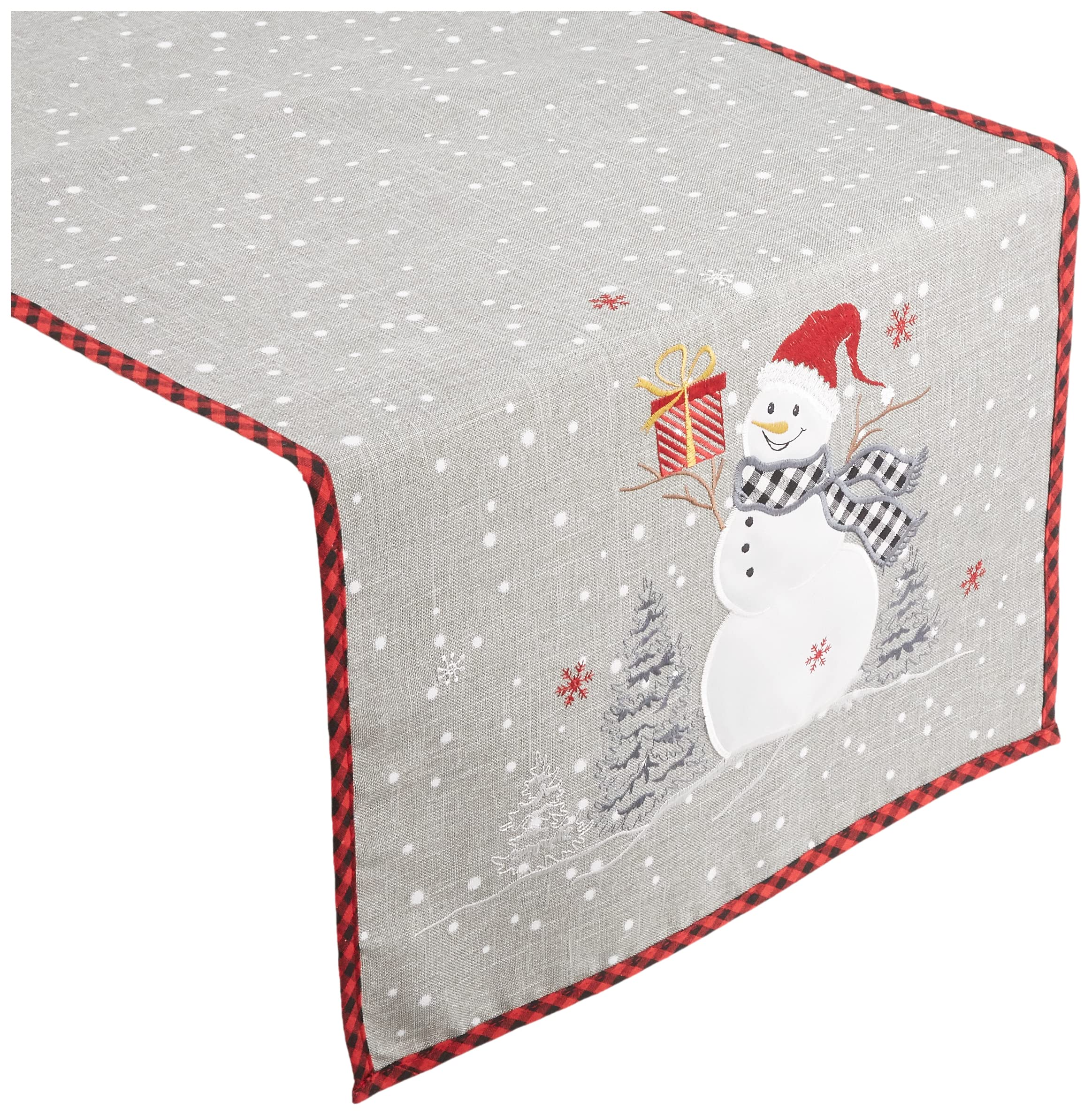 texpot Christmas Tablecloth with Embroidery Snowman Winter Advent Christmas Table Runner (Light Grey, 40 x 85 cm)