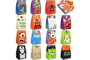 90SHINE 90PCS Halloween Treat Bags Party Favors - Trick or Treat Candy Goodie Gift Bag Stuffer Filler Paper Supplies Decorations with 90 Stickers