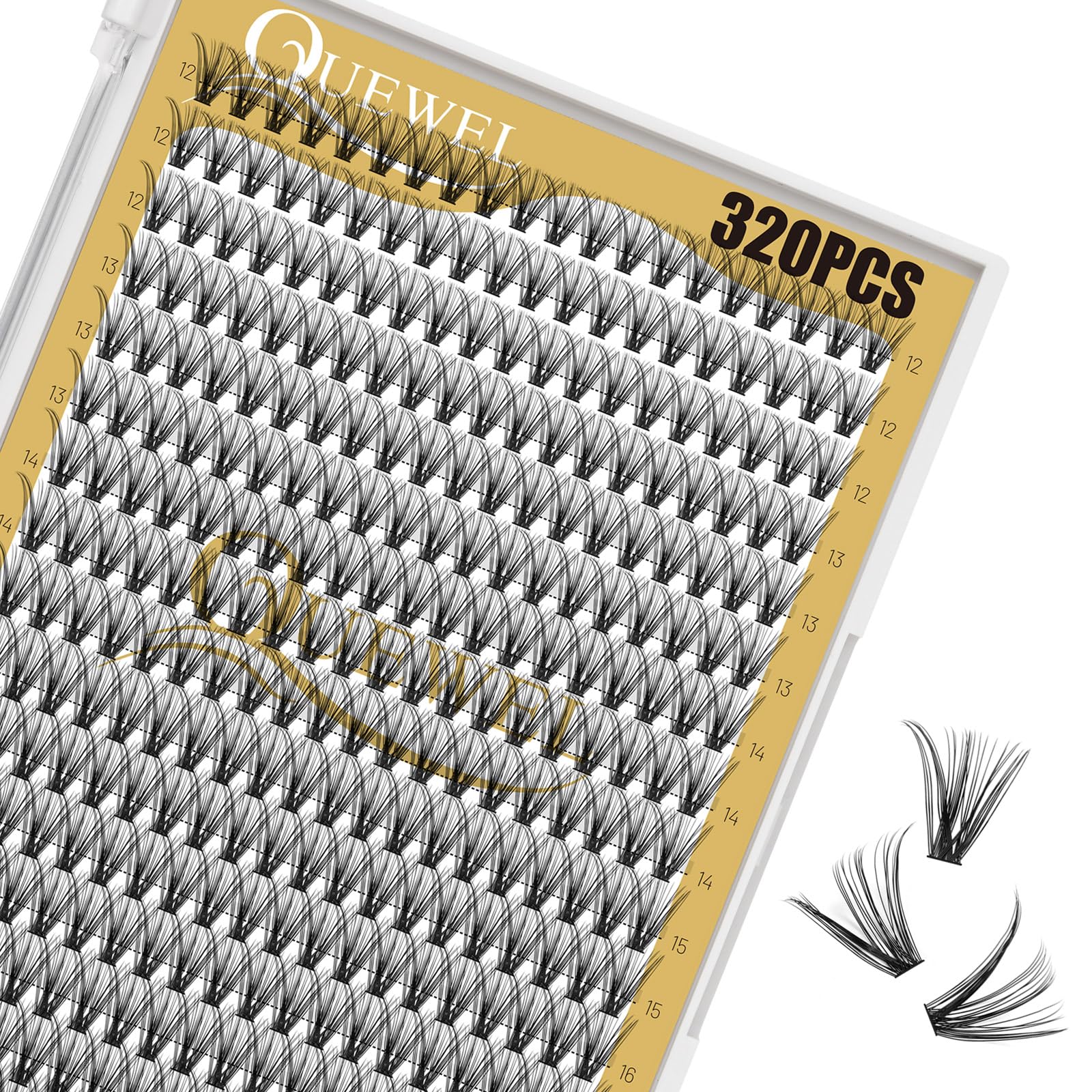 320Pcs Individual Lashes QUEWEL Cluster Lashes 30D D Curl MIX12-18mm Individual Lash Extension Lash Clusters DIY Eyelash Extensions For Home Use (30D 0.07D MIX12-18mm)