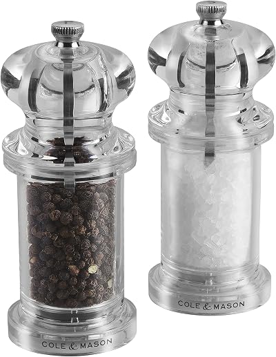 Cole & Mason 505 Salt and Pepper Mills Set, Adjustable Grind, 140 mm