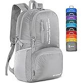 ZOMAKE Lightweight Packable Backpack, 35L Light Foldable Hiking Backpacks Water Resistant Collapsible Daypack for Travel(Sliver Grey)
