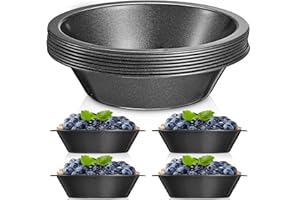 Gandeer 8 Pieces 4 Inch Small Pie Pan Mini Black Pot Pie Tins Round Tart Pans for Baking Carbon Steel Pizza Nonstick Plate Bakeware Set Oven Air Fryer Cake Bread Meat Dessert