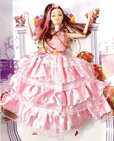 XTRENGTH Dance of Youth Princess Fashion Doll/ Kids Playset with Necklace and Multicolored Hair (Rose)