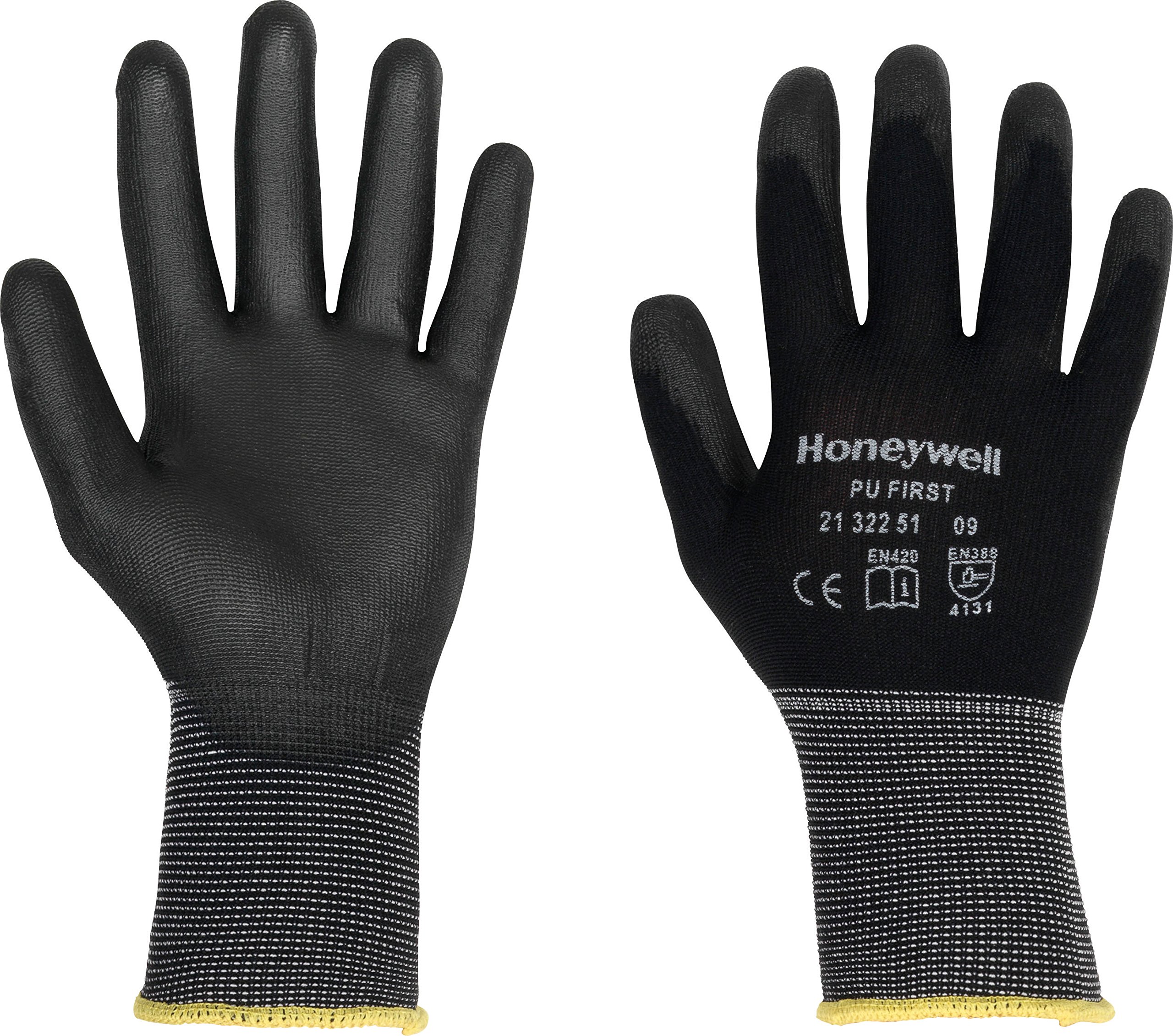 Honeywell 2132251 Vertigo Black PU C&G 1 Cut Protection Gloves, 100% Black Polyamide Knitted Gloves, 25 cm Length, Suited for Precision Work, Size 12, 2132251-12 (Pack of 10 Pairs)