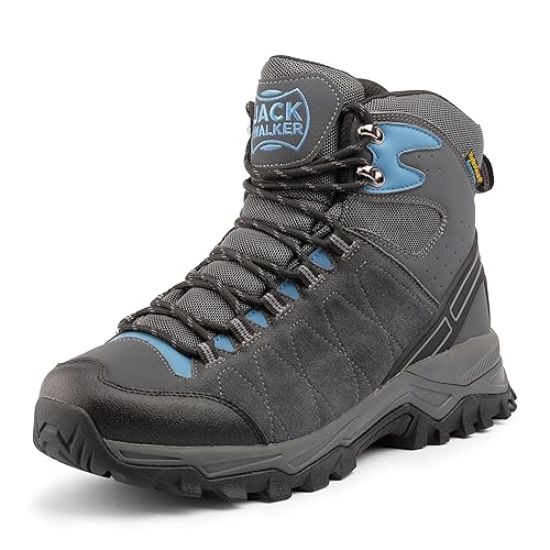 Jack Walker Men's Walking Boots Lightweight Comfortable Hydroguard Waterproof Ideal for Trekking Enthusiasts Suede Leather with Memory Foam Insoles Perfect for Daily and Casual Use Riley Grey (11 UK)