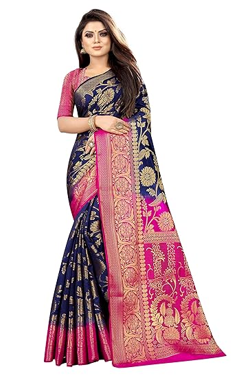 Women's Pure Kanjivaram Paithani Silk Saree With Blouse Piece (flower_freeSize_multiColour)
