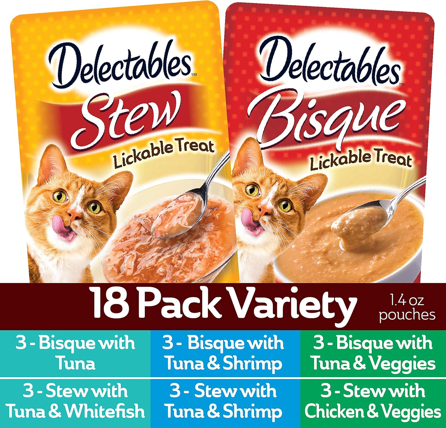 Hartz Delectables Bisque Lickable Wet Cat Treats - Chicken, Tuna & Shrimp : Pet Supplies