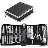 Manicure Pedicure Set [11Pcs] | Professional Stainless Steel Nail Clipper Set | Beauty grooming kit | Nail care & Cleaning Tools In A Self Mani-Pedi Leather Travel Case