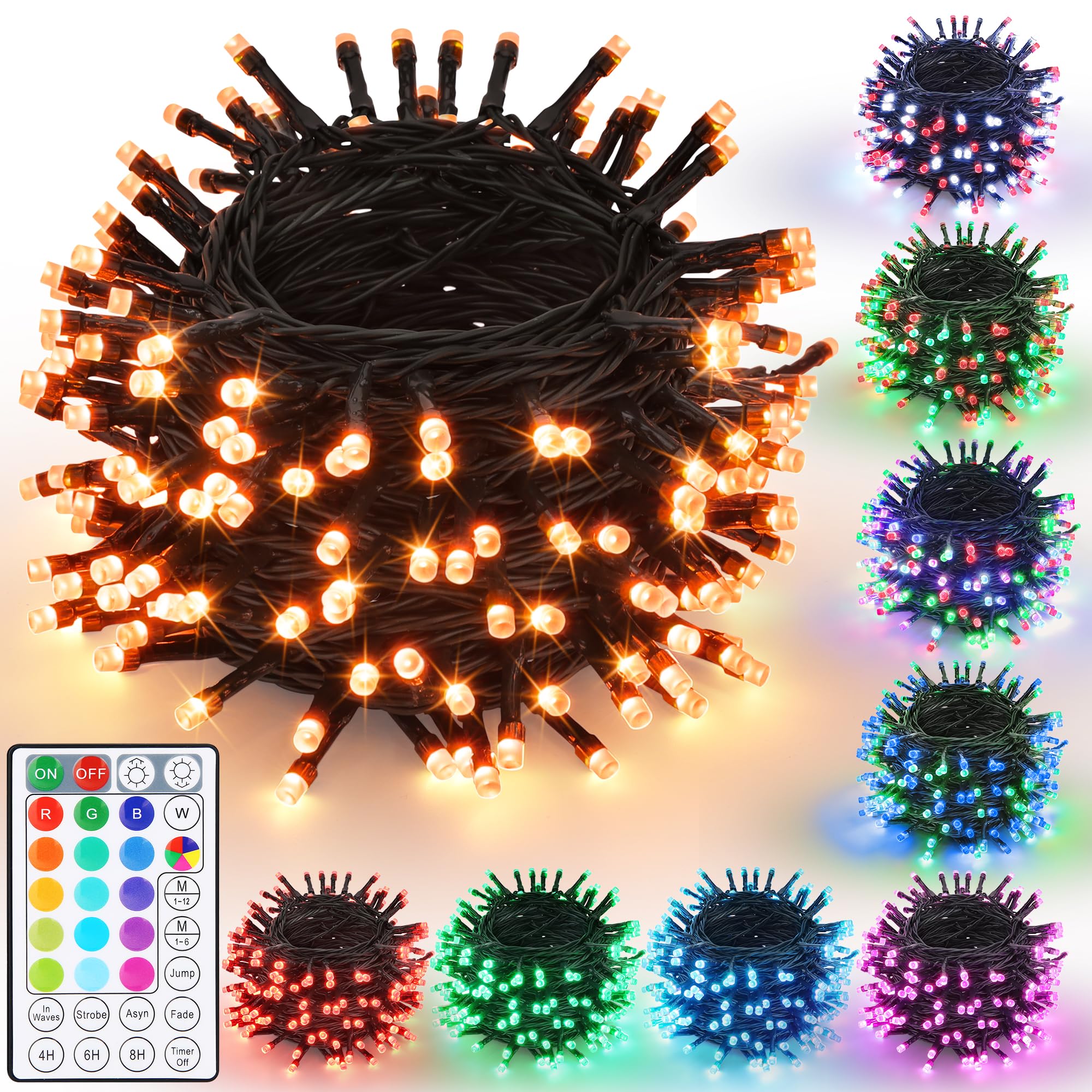 Photo 1 of iBaycon Color Changing Christmas Lights, 66FT 200 LED RGB Halloween String Lights Outdoor, Fairy Twinkle Tree Lights with Remote Timer Plug in for Xmas Room Indoor Party Holiday Decorations
