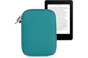 kwmobile Neoprene e-Reader Pouch Size 6" eReader - Universal eBook Sleeve Case with Zipper - Petrol