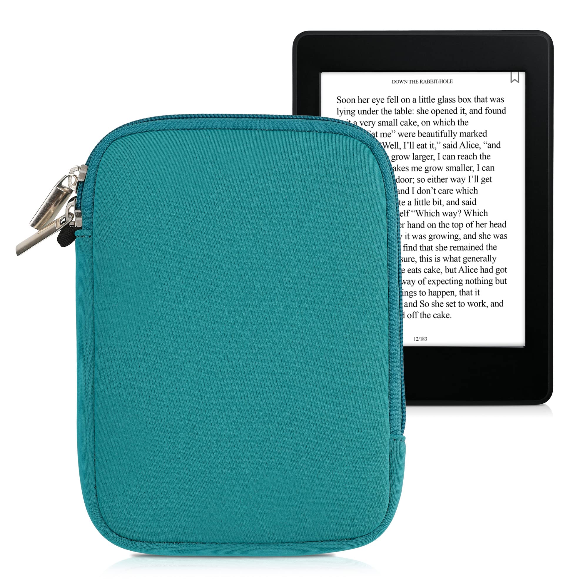 kwmobile Neoprene e-Reader Pouch Size 6" eReader - Universal eBook Sleeve Case with Zipper - Petrol — image 1