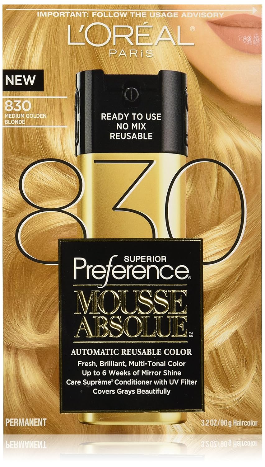 L'Oreal Paris Superior Preference Mousse Absolue, 830 Medium Golden Blonde
