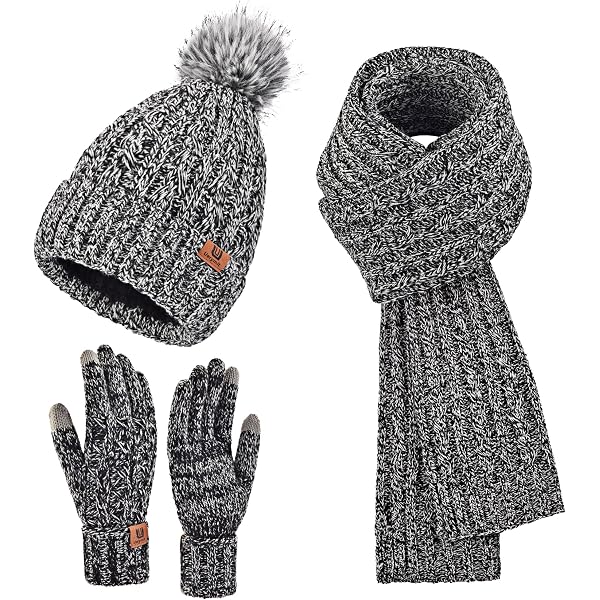 Surell Rex Rabbit Knit Beanie With Fox Fur Pom - Warm Winter Ski Hat (Brown Multi)