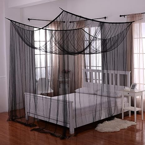 Amazon Com Heavenly 4 Post Bed Canopy Black Home Kitchen