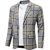 NOVOCCT Men's Plaid Slim Fit Blazer Jacket, Lightweight 2-Button Casual Sport Coat, Formal & Everyday Blazer for Men
