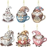 Masendp 6 Pieces Diamond Painting Keychain Coffee Diamond Art Jewelry Double Sided 5D Diamond Painting Kit for Beginners Adult DIY Art Craft Gifts Home Decor (Dwarf Style)