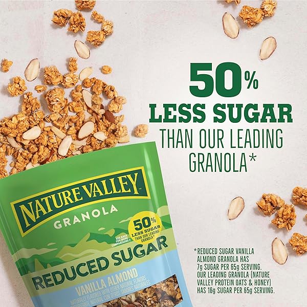 NATURE VALLEY VANILLA ALMOND REDUCED SUGAR GRANOLA, 11 OZ BAG