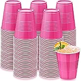 Kochorie 100 Pack Hot Pink Disposable Plastic Cups 12 Ounce Drinking Party Cups Bulk Party Cups for Wedding Birthday Graduation Christmas Parties, Picnics Events