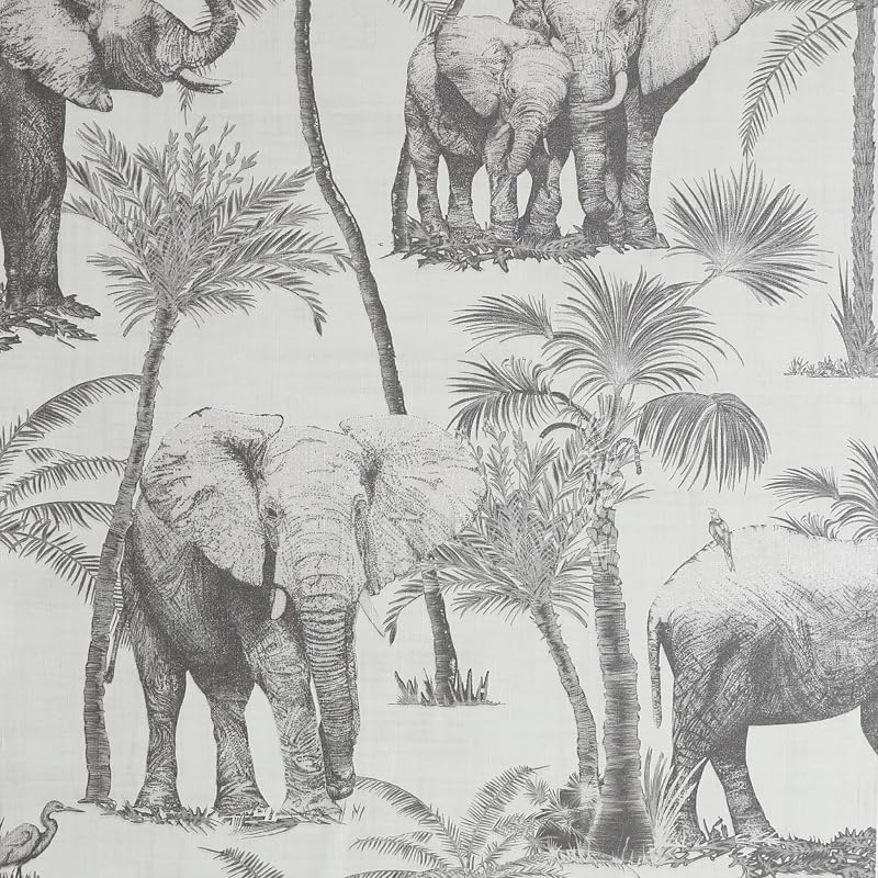 Arthouse Safari Elephant Charcoal Vinyl Wallpaper 53 cm x 10.05 m