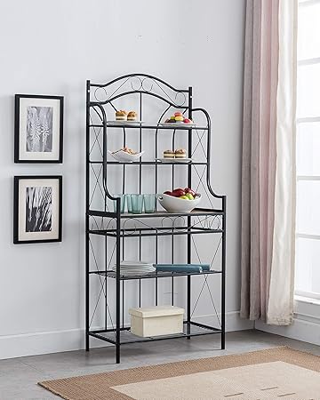 Amazon Com Kings Brand Furniture Black Metal Faux Stone 5 Tier