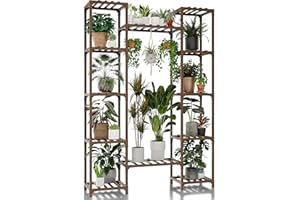 GENTINGBRO Plant Stand Indoor Outdoor 62.2“ Tall Plant Shelf Large Tiered Flower Stands for Multiple Display Wood Hanging Planter Holder for Living Room Garden Balcony Patio Decor