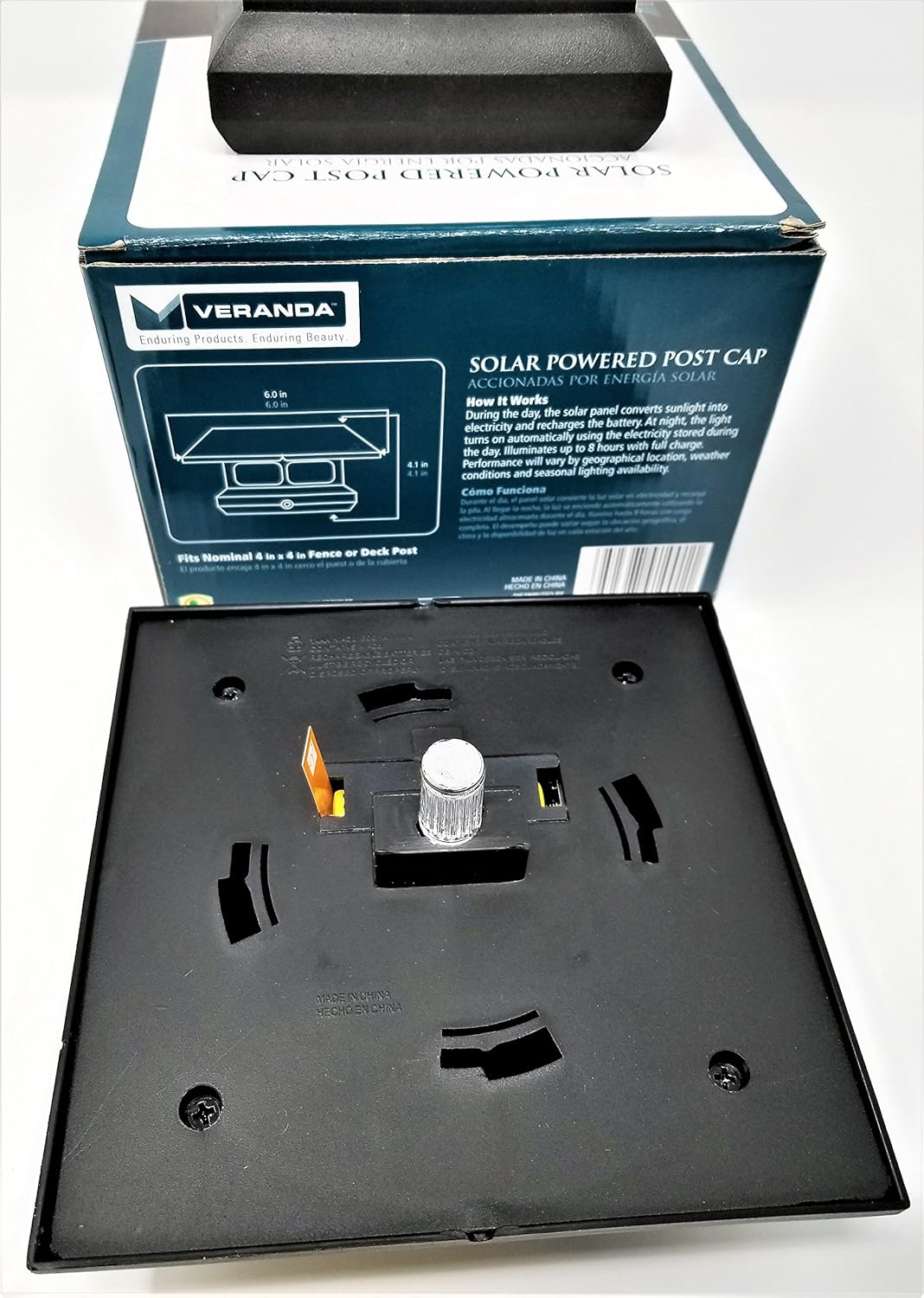 veranda fencing website on Veranda Solar Powered Led Plastic Post Cap 4 X 4 Inch With Rechargeable Battery Black Amazon Com