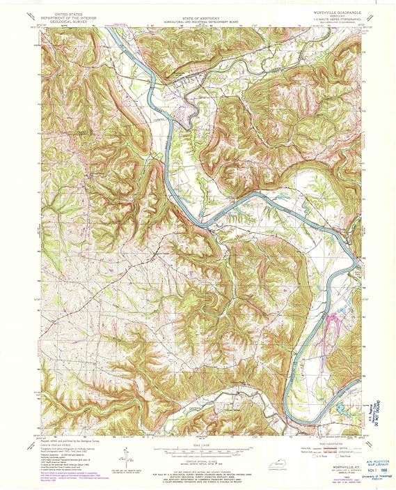 1952 Worthville, KY Kentucky USGS Historical