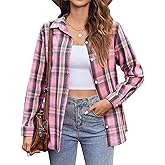 Zeagoo Flannel Shirt Women Button Down Long Sleeve Plaid Shirts Collared Casual Work Tops S-2XL