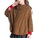 BOBOYOYO Cape for Girls Hooded Cable Knit Poncho Sweaters Kids Shawl Sweater Toddler Holiday Pullover for 3-12 Years Child
