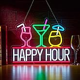 Happy Hour Neon Sign for Wall Decor Beer Bar Signs, USB Powered Dimmable LED Art Lights for Bar Pub Man Cave Party Club