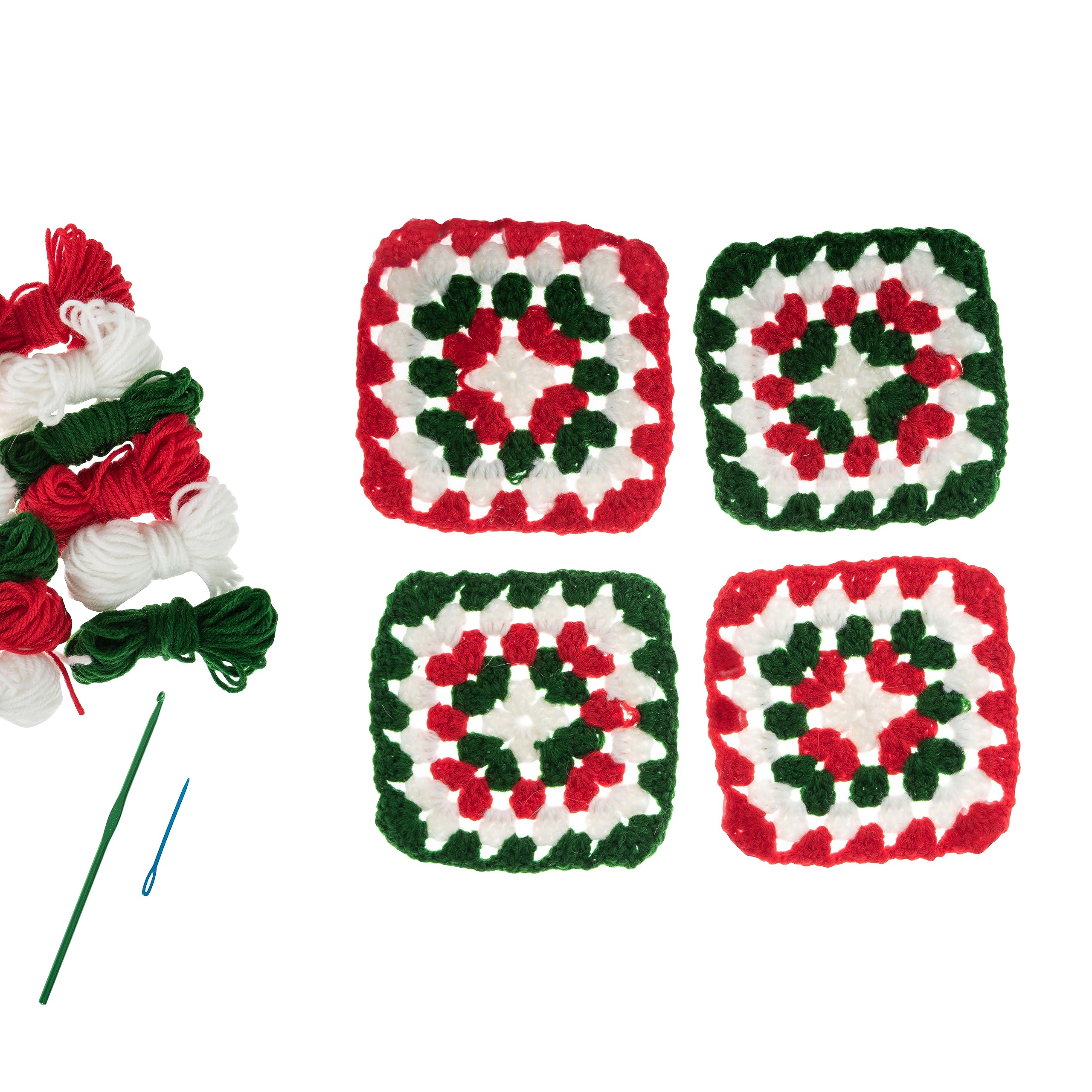 Trimits Crochet Kit, My First Granny Squares, Festive Colours, Makes 4 11 x 11cm Squares