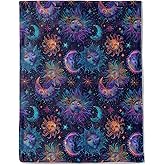 ainori Sun and Moon Fleece Blanket - Lightweight Soft Cozy Gifts Throw for Fantasy Lovers,Women,Men,Celestial Cosmic Star Blankets,Home Room Modern Artistic Decor 50x60in